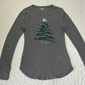 Old Navy Charcoal Christmas Tree Long  Sleeve Knit Top size large